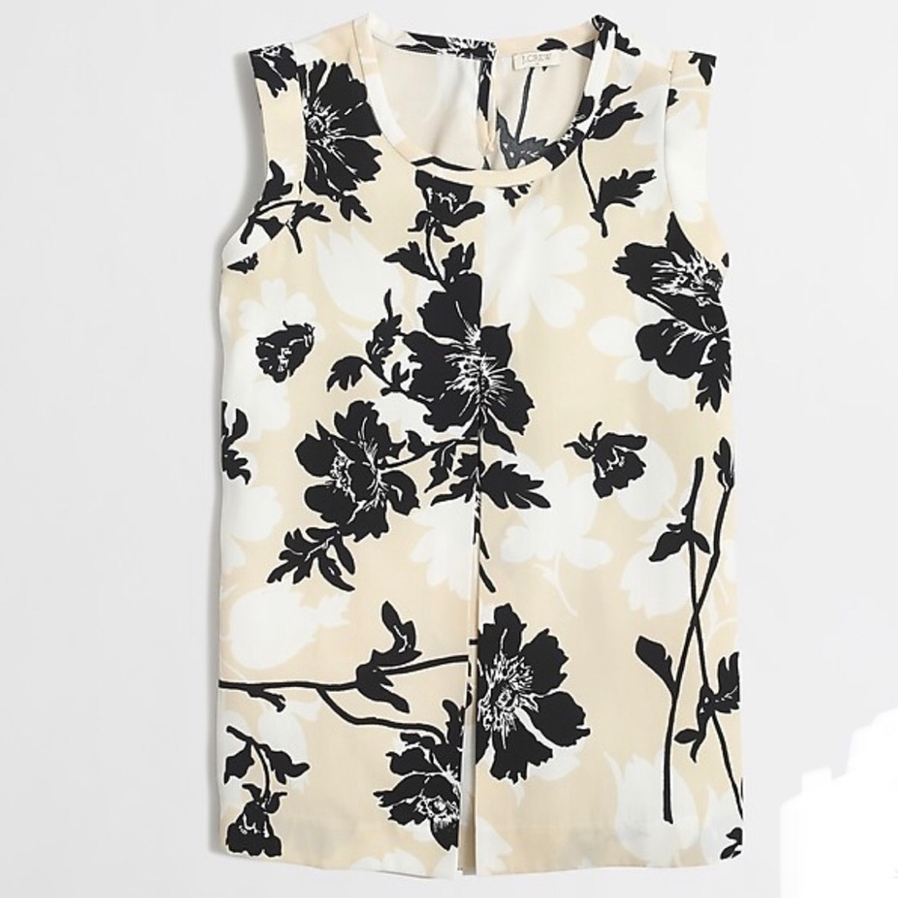 J.Crew Floral Printed pleated-front crepe top